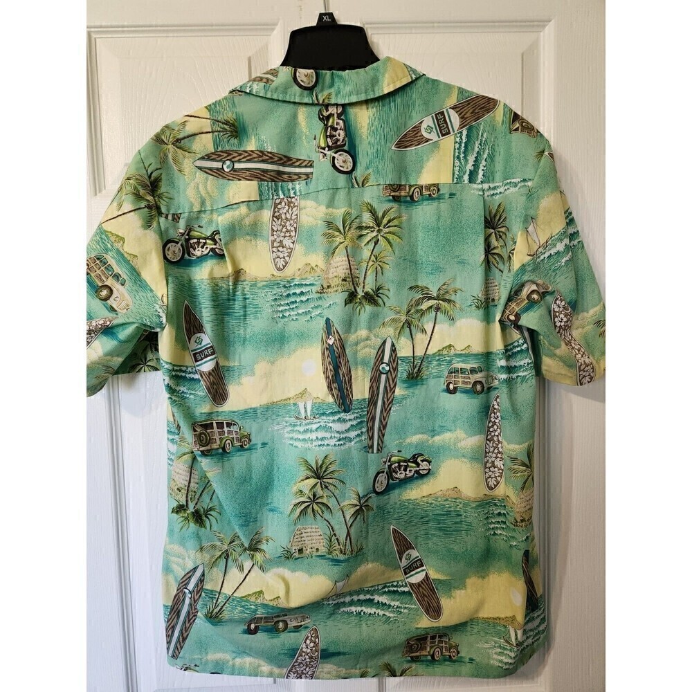 mens hawaiian royal creations sz large euc button down beach/surf print - Picture 4 of 5